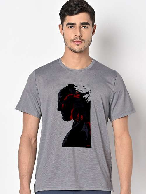 men grey round neck regular fit t-shirt - 21842563 -  Standard Image - 0