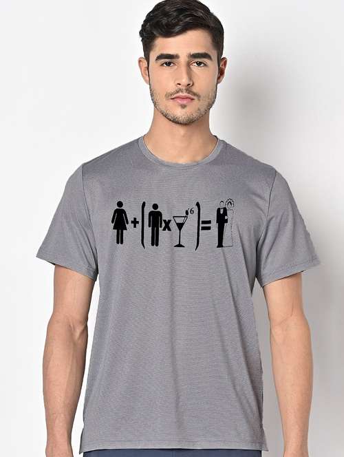 men grey round neck regular fit t-shirt - 21842598 -  Standard Image - 0