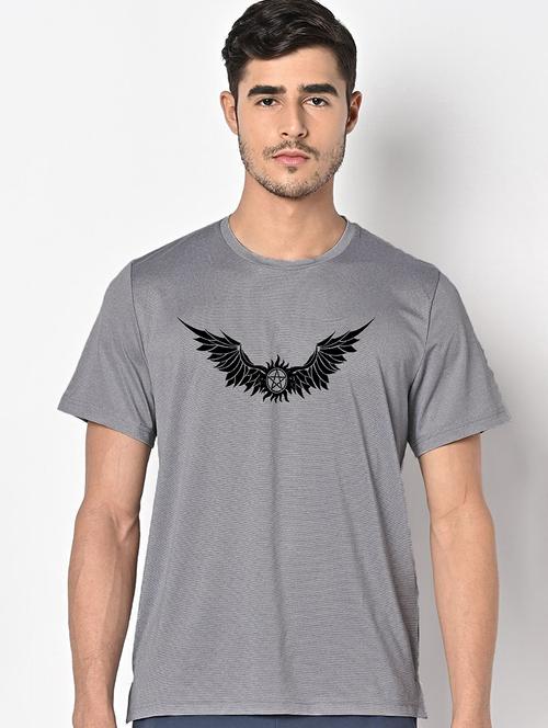 men grey round neck regular fit t-shirt - 21842729 -  Standard Image - 0