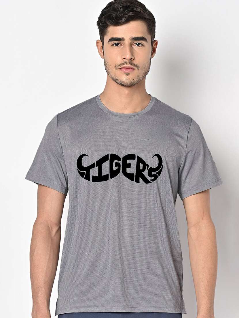 men grey round neck regular fit t-shirt - 21842773 - Zoom Image - 0