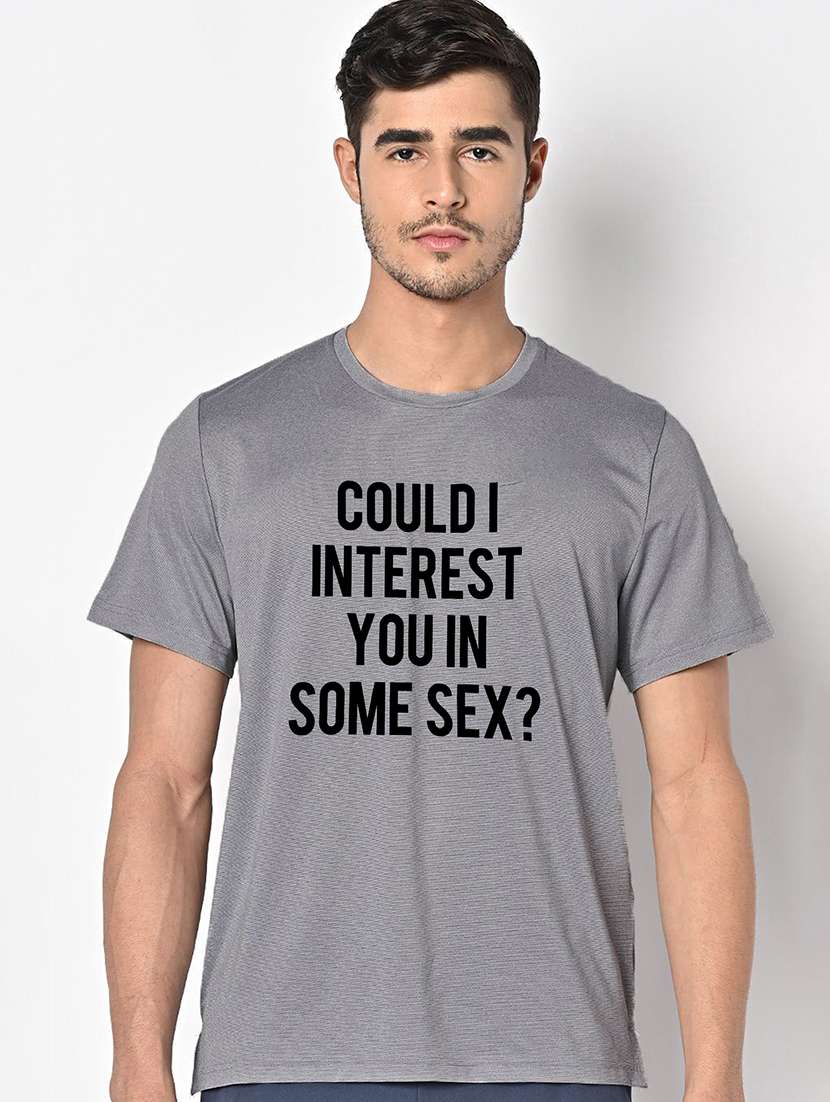 men grey round neck regular fit t-shirt