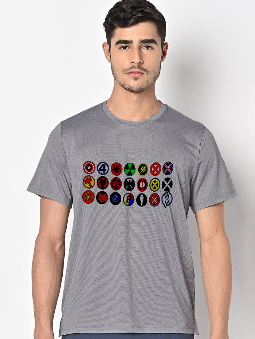 men grey round neck regular fit t-shirt - 21842859 -  Zoom Image - 0