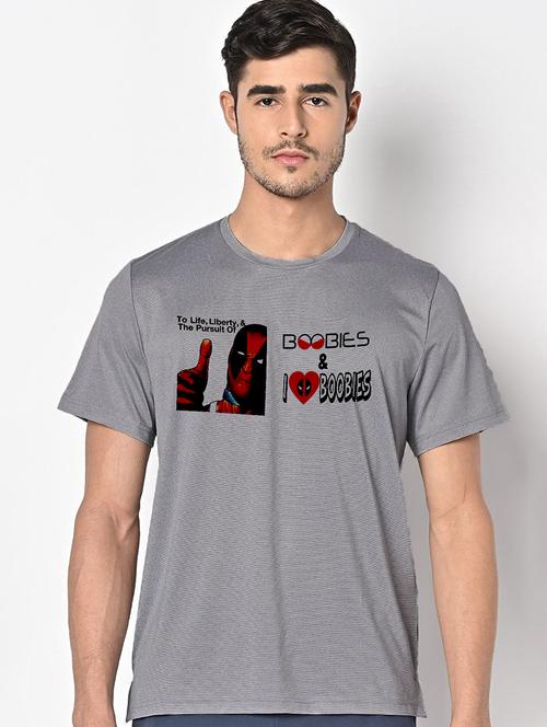 men grey round neck regular fit t-shirt - 21842865 -  Standard Image - 0