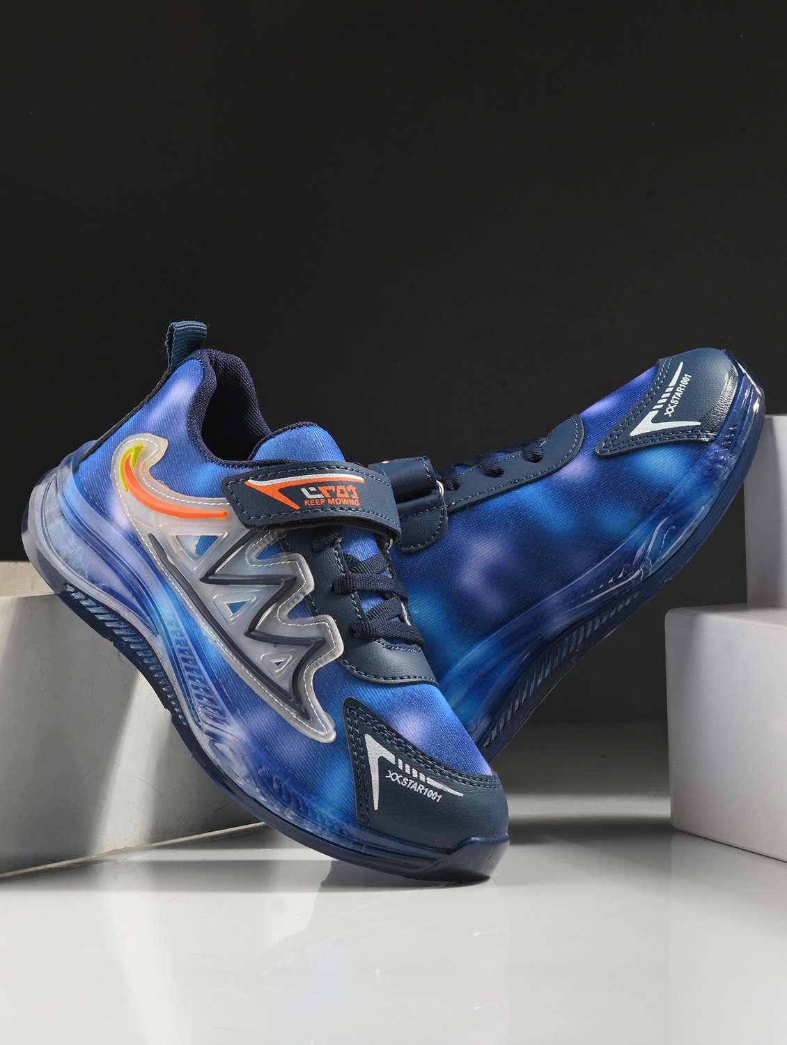 boys blue lace up sports shoe