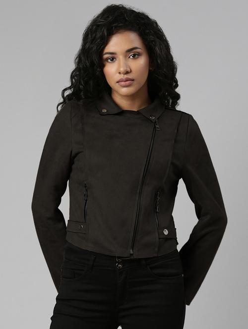 women solid long sleeves regular jacket - 21842904 - Standard Image - 0