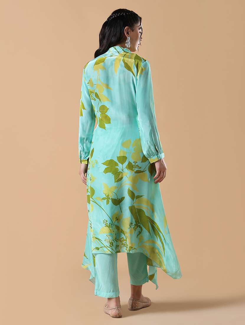 women light blue long sleeve kurta pant set - 21842923 -  Standard Image - 2