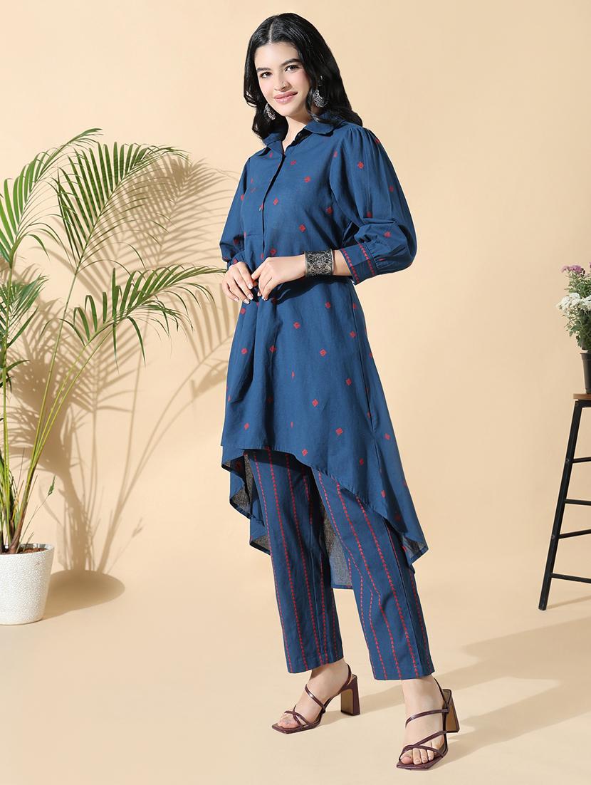 women self design three quarter sleeve kurta pant set - 21842944 - Standard Image - 2