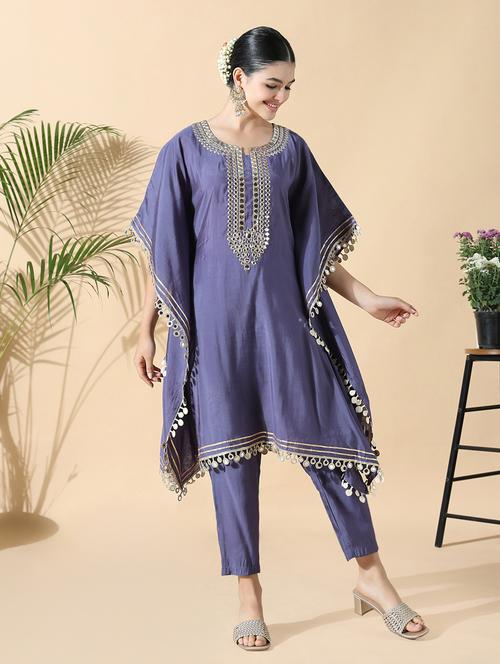 women purple kimono sleeve kaftan set - 21842959 - Standard Image - 0