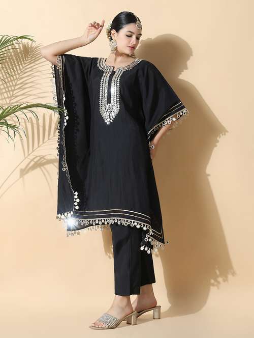 women black kimono sleeve kaftan set - 21842968 -  Standard Image - 0