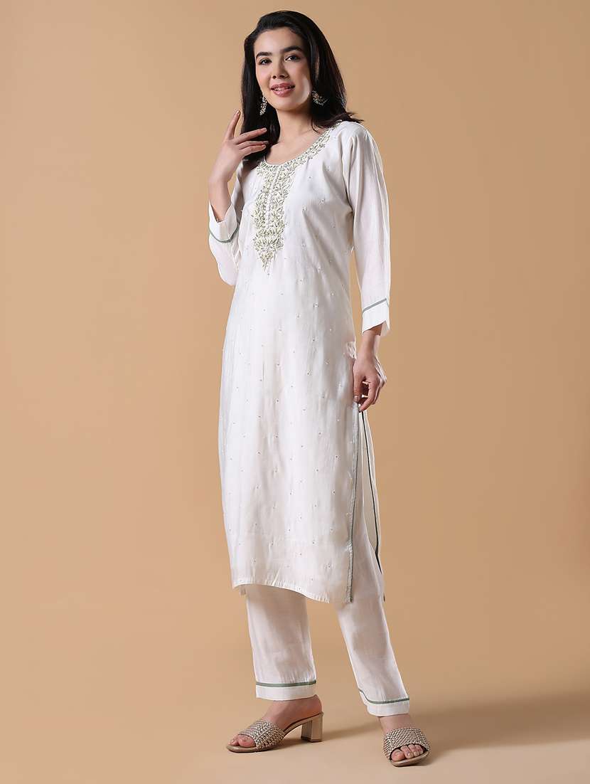 women three quarter sleeve kurta pant with dupatta set - 21842970 -  Standard Image - 2