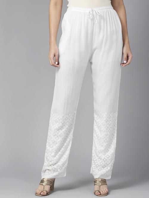 women embroidered straight palazzo with pocket - 21842986 -  Standard Image - 0