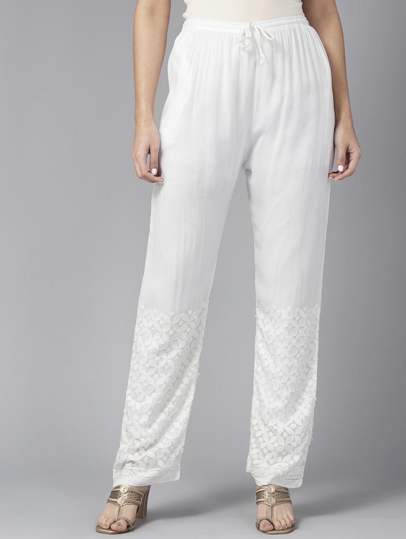 women embroidered straight palazzo with pocket - 21842986 -  Zoom Image - 0