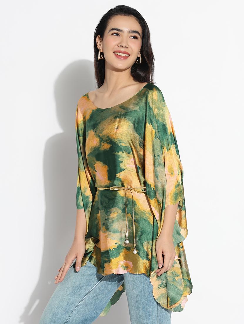 women printed round neck kaftan top - 21842997 - Standard Image - 2