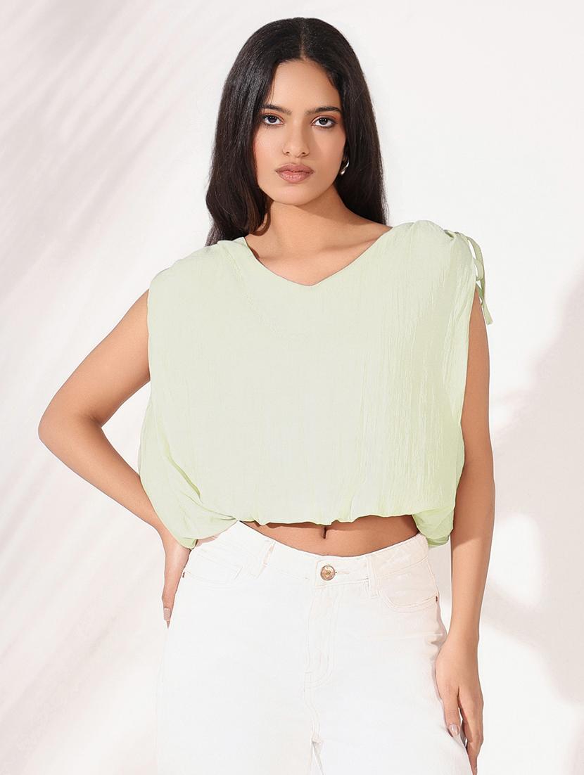 women solid sleeveless blouson top - 21843009 - Zoom Image - 0