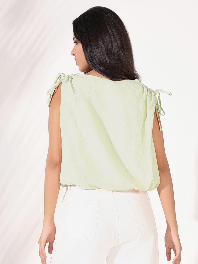 women solid sleeveless blouson top - 21843009 - Standard Image - 2