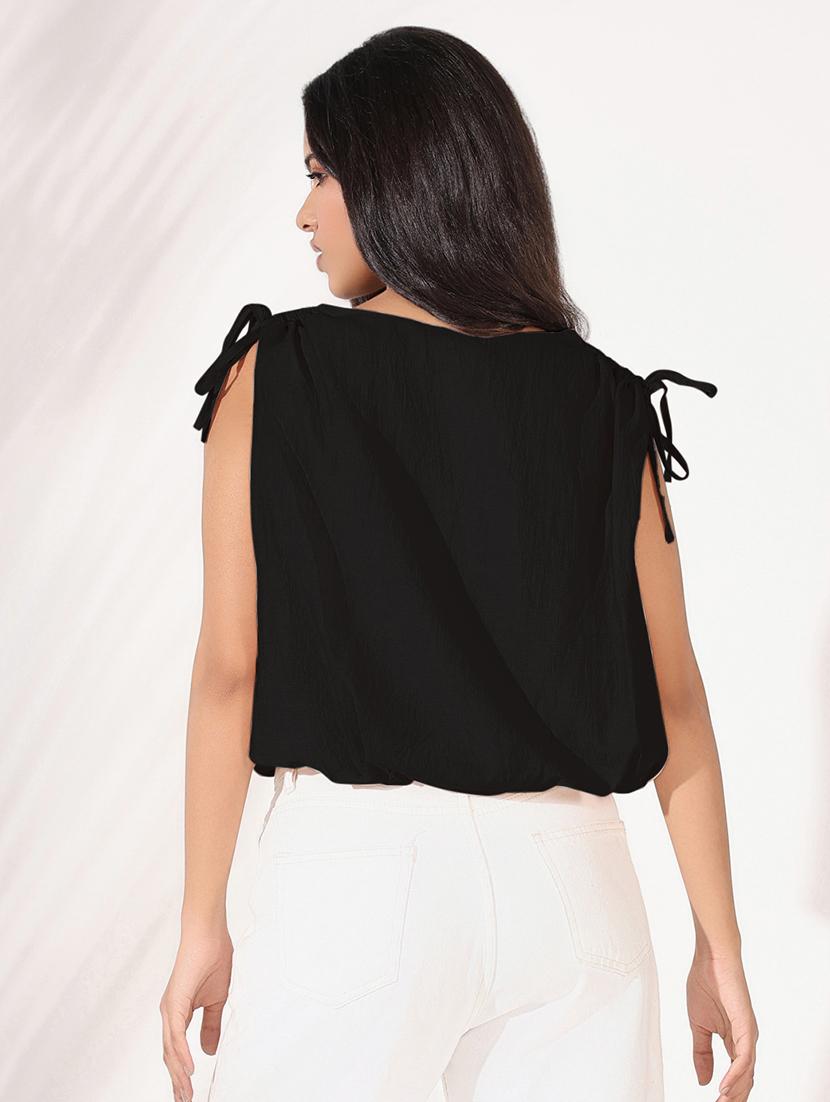 women solid sleeveless blouson top - 21843010 - Standard Image - 2