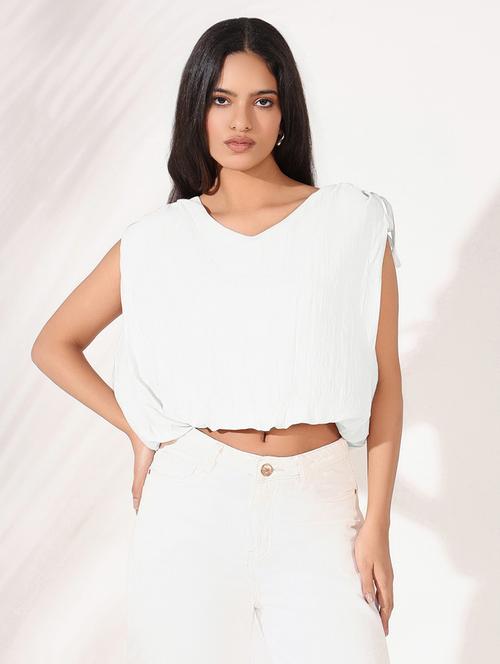 women solid sleeveless blouson top - 21843011 -  Standard Image - 0