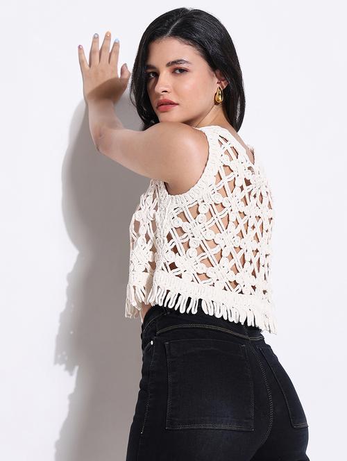 women sleeveless crochet crop top - 21843013 - Standard Image - 0