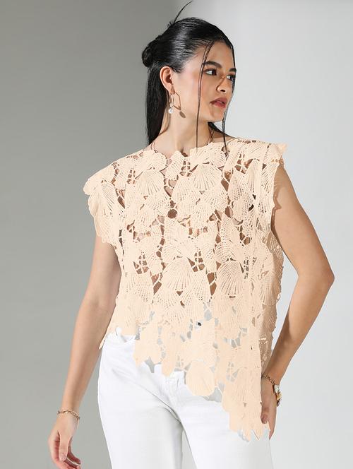 women sleeveless asymmeric lace top - 21843022 - Standard Image - 0
