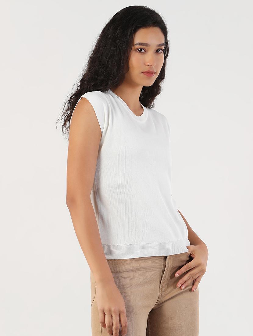women solid round neck regular top - 21843028 - Standard Image - 2