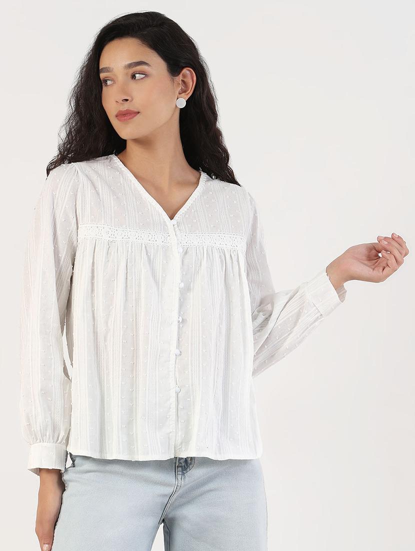 women self designed puff sleeves shirt top - 21843035 - Standard Image - 2