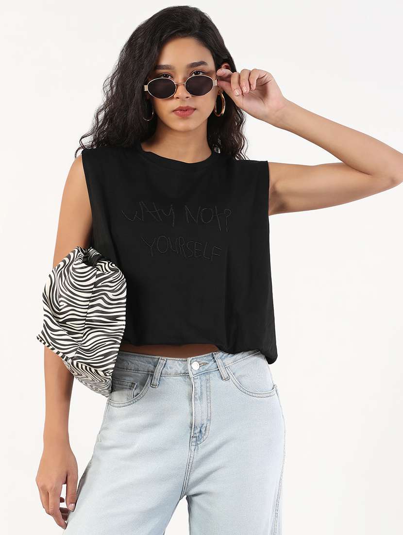 women solid sleeveless blouson top - 21843040 - Zoom Image - 0