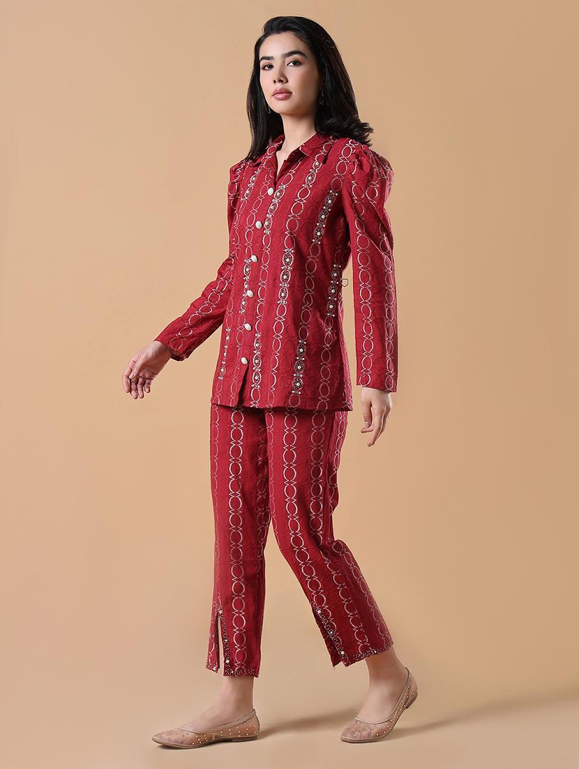 women embroidered shirt and trouser co-ord set - 21843050 - Standard Image - 2