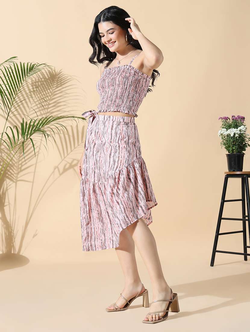 women printed top and skirt co-ord set - 21843053 -  Standard Image - 2