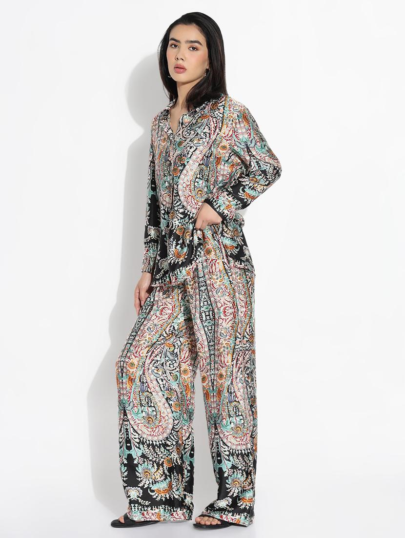 women printed shirt and trouser co-ord set - 21843057 - Standard Image - 2