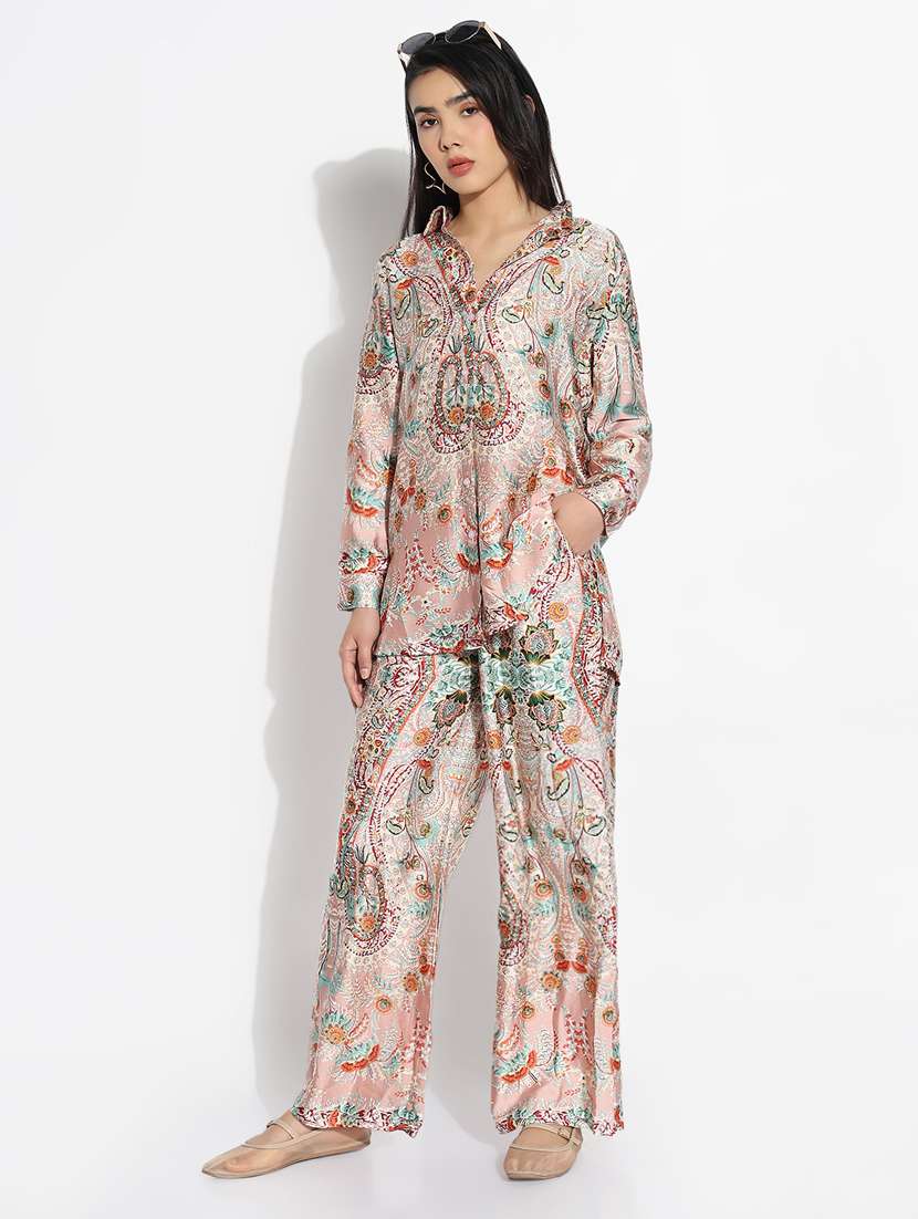 women printed shirt and trouser co-ord set - 21843058 -  Standard Image - 2