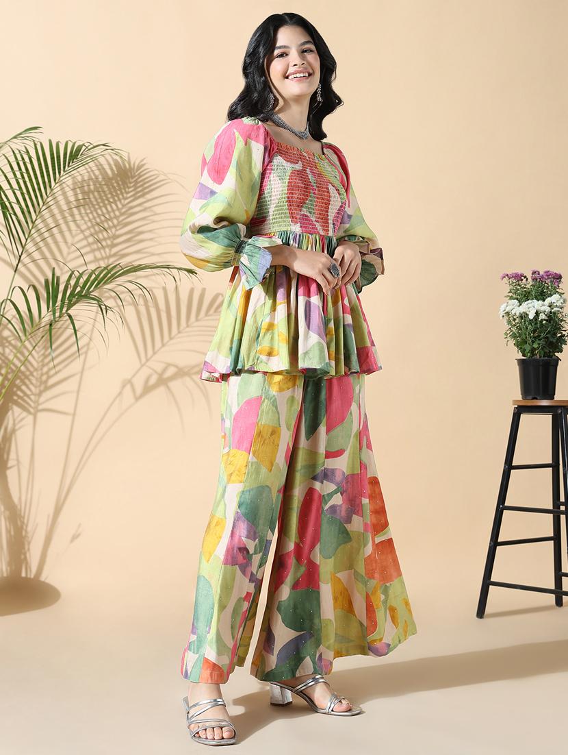 women printed top and trouser co-ord set - 21843062 - Standard Image - 2