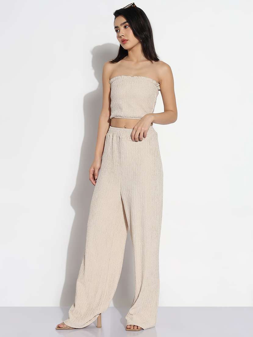 women solid top and trouser with shrug set  - 21843063 -  Standard Image - 2