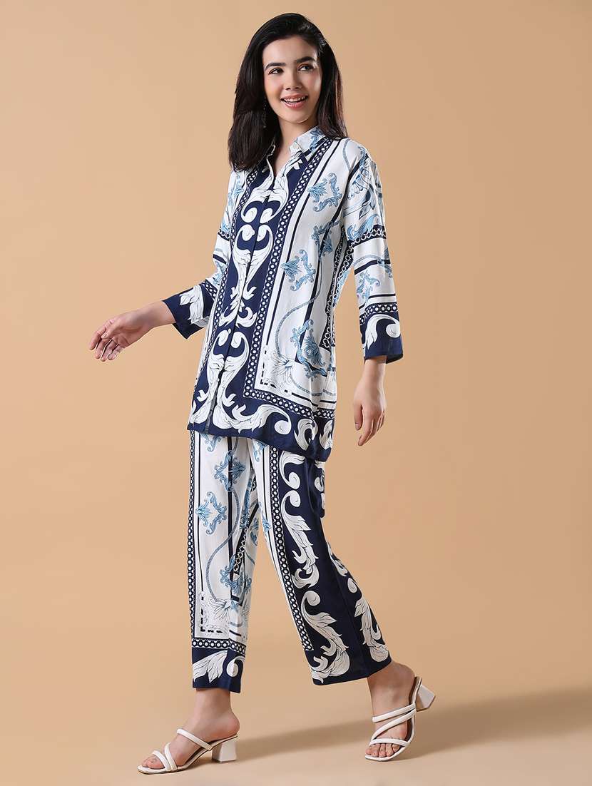 women printed shirt and trouser co-ord set - 21843076 -  Standard Image - 2