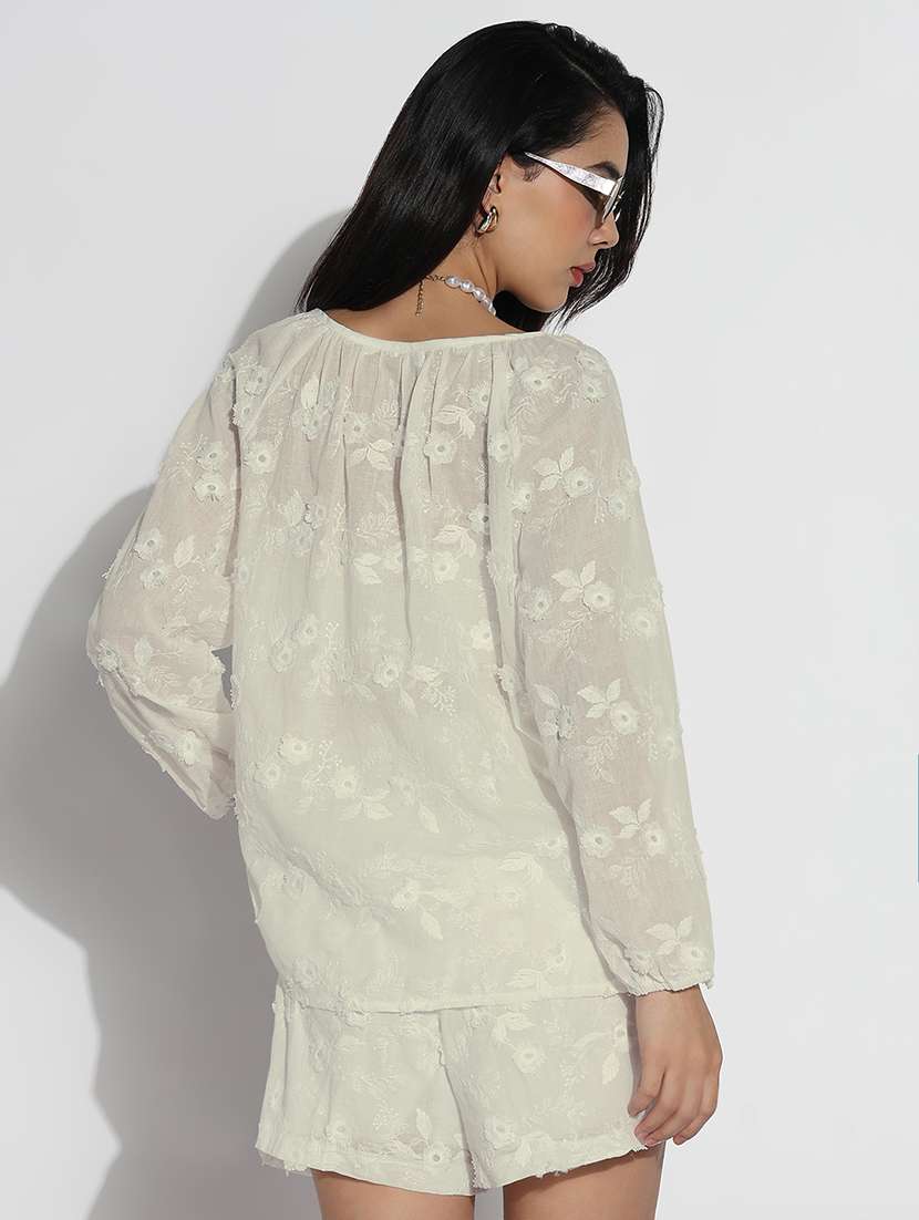 women embroidered top and shorts co-ord set - 21843078 -  Standard Image - 2