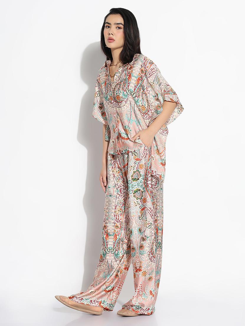 women printed shirt and trouser co-ord set - 21843088 - Standard Image - 2