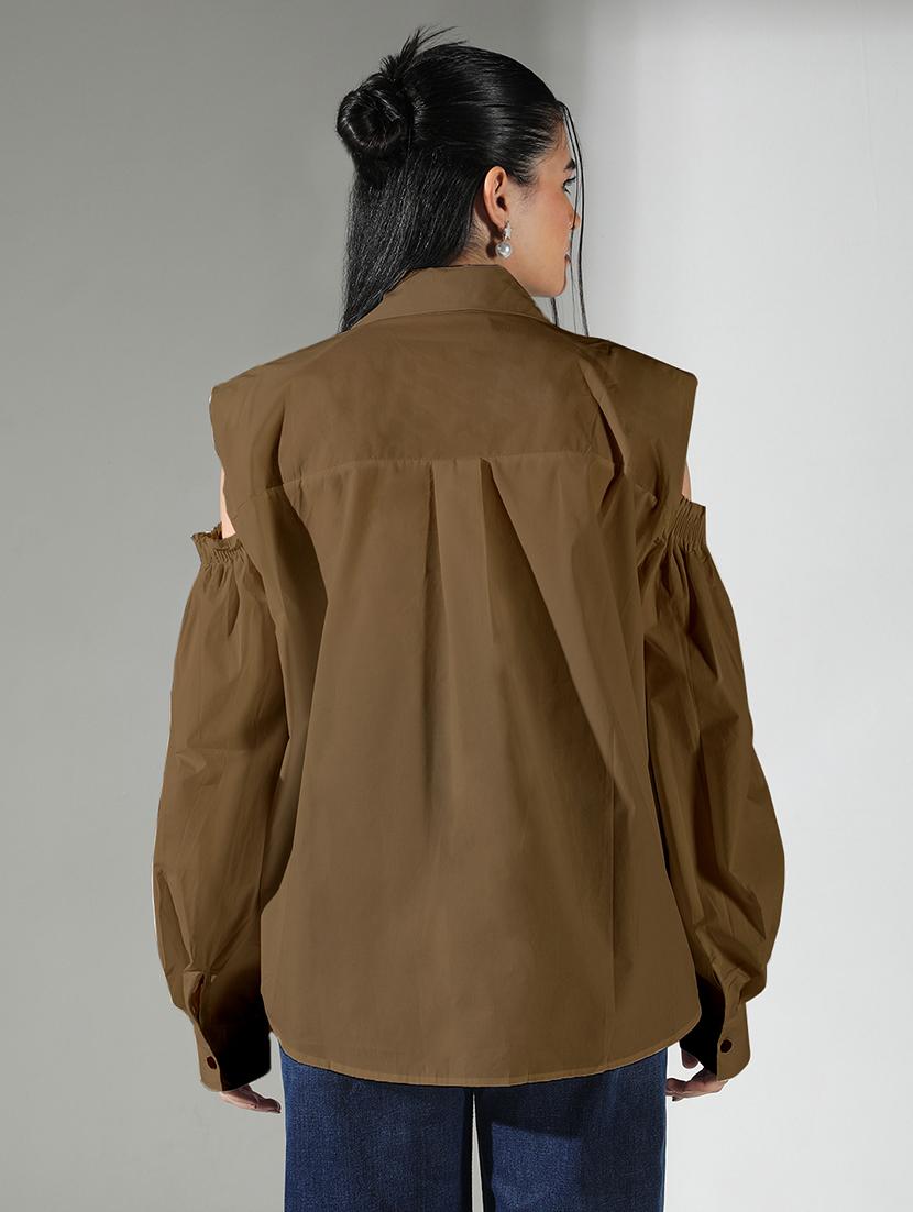 brown cotton regular shirt - 21843089 - Standard Image - 2