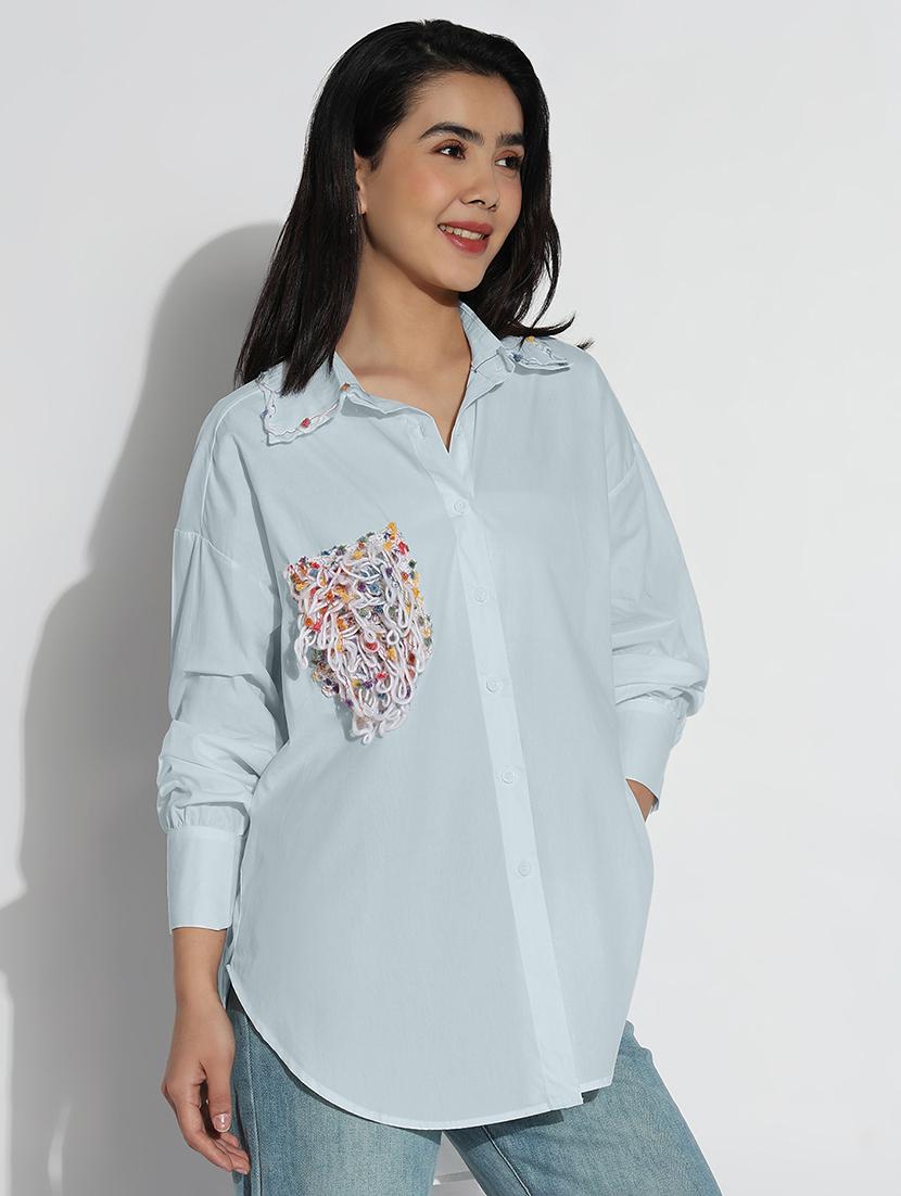 women collared long sleeves oversized shirt - 21843090 - Standard Image - 2