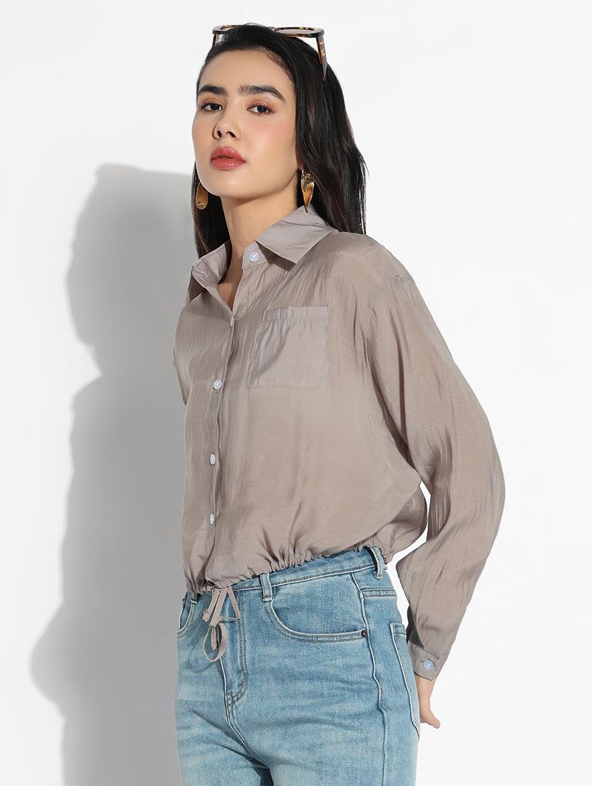 grey chiffon regular shirt - 21843096 - Standard Image - 2