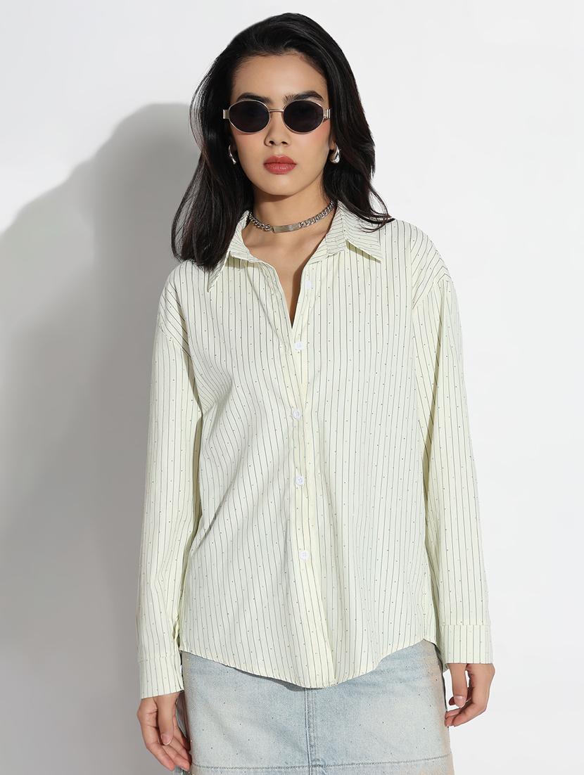 green cotton regular shirt - 21843099 -  Zoom Image - 0