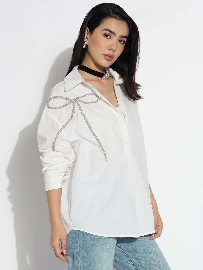 white cotton regular shirt - 21843102 - Standard Image - 2