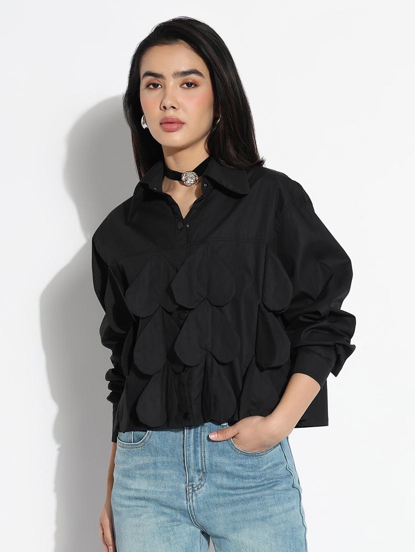 black cotton regular shirt - 21843105 -  Zoom Image - 0