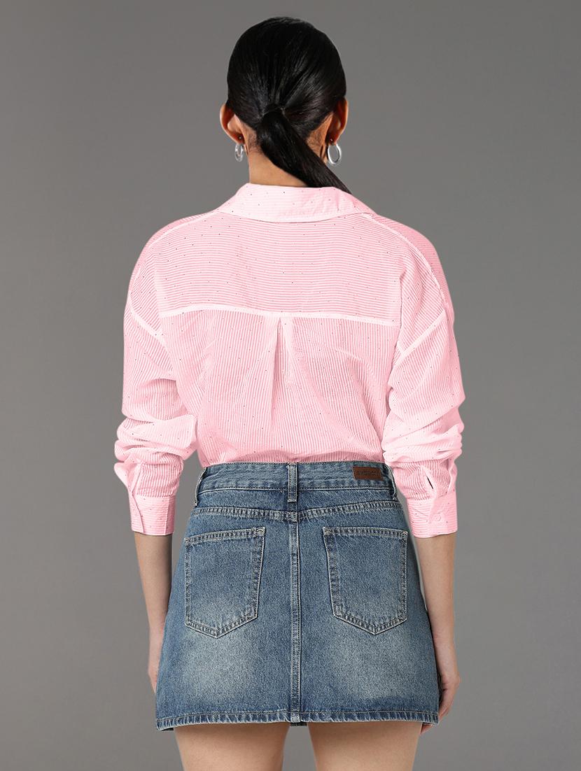 women embellished collared long sleeevs shirt - 21843111 - Standard Image - 2