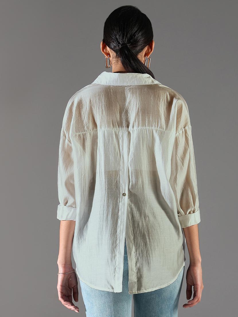 women collared long sleeves high-low shirt - 21843112 - Standard Image - 2