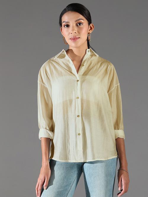 women collared long sleeves high-low shirt - 21843115 - Standard Image - 0