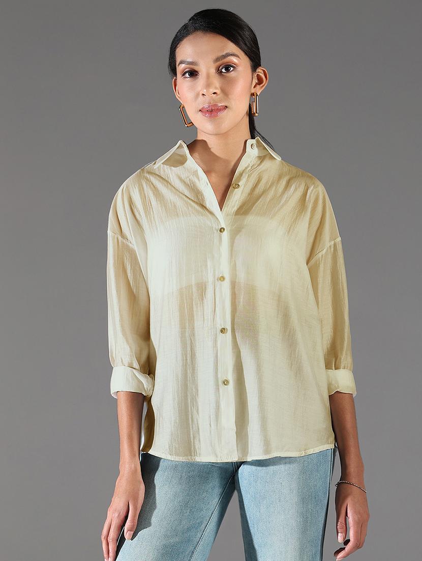 women collared long sleeves high-low shirt - 21843115 - Zoom Image - 0