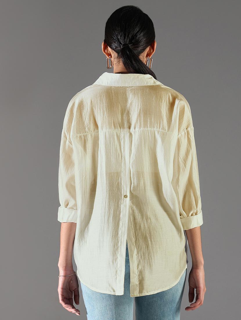 women collared long sleeves high-low shirt - 21843115 - Standard Image - 2