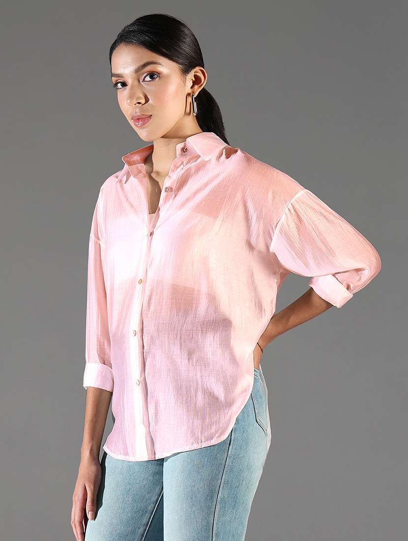 women collared long sleeves high-low shirt - 21843116 -  Standard Image - 2