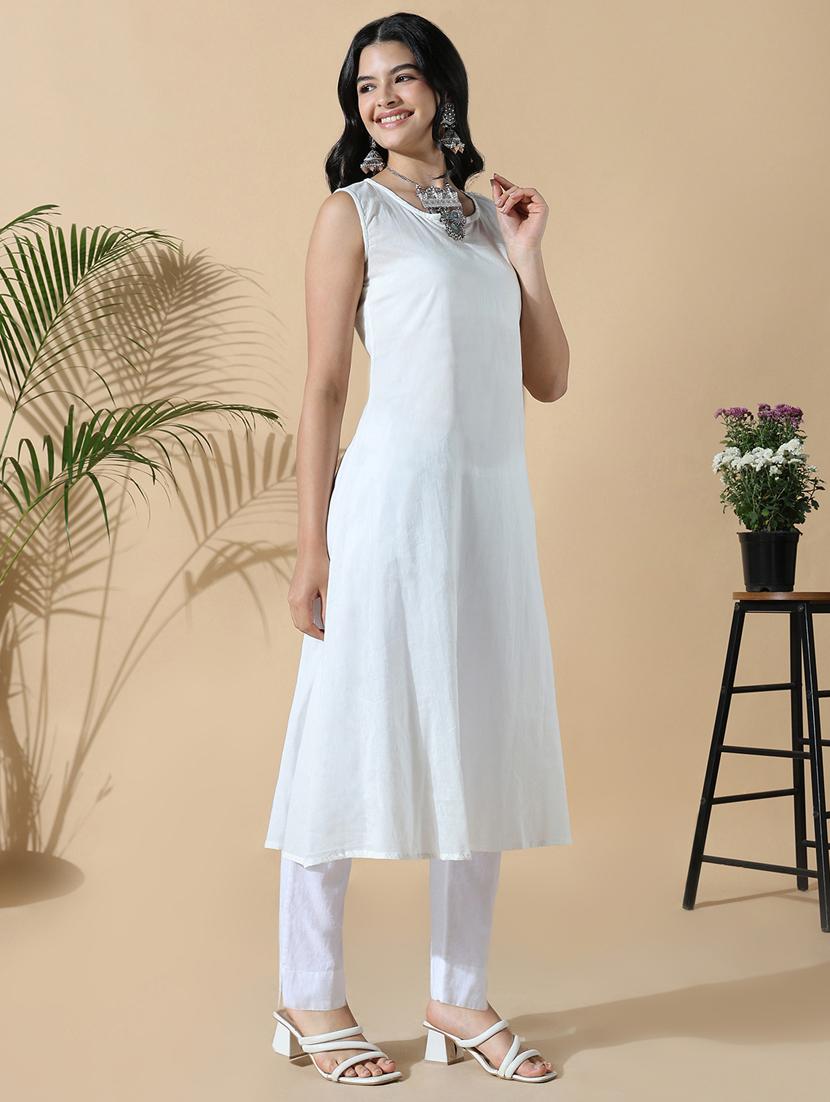 women white embroidered long sleeve anarkali kurta - 21843133 - Standard Image - 2