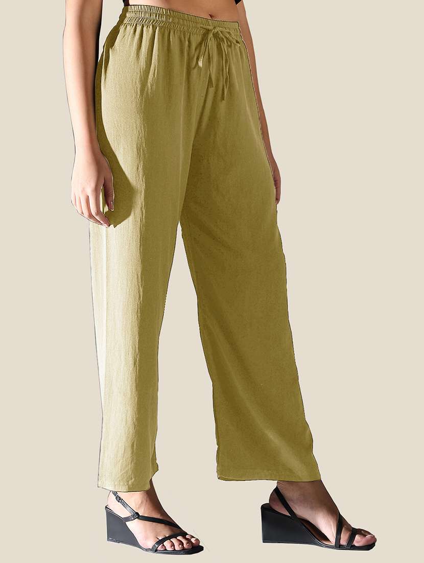 women solid mid rise straight trouser - 21843150 -  Standard Image - 2