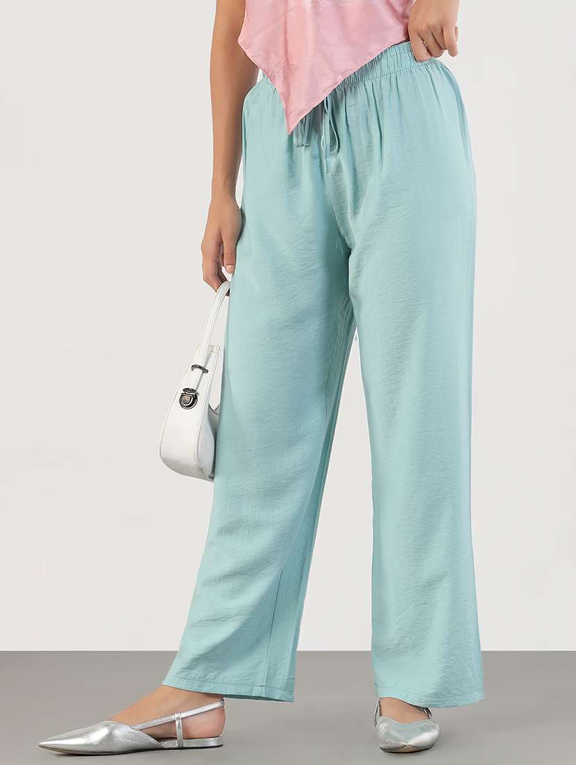 women solid high rise straight trouser - 21843152 -  Zoom Image - 0